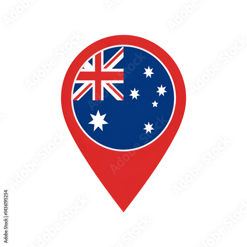 Free Download Australia flag inside a red map pointer icon representing location on maps - GFXLoad