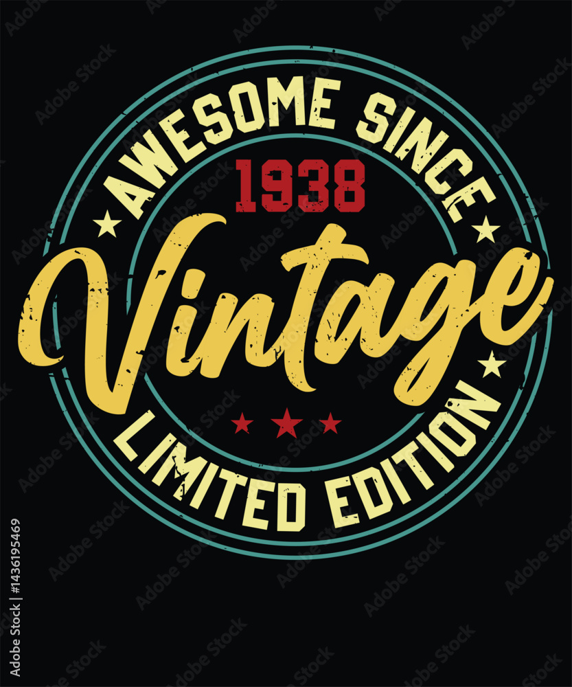 Obraz premium Awesome Since Vintage 1938 Limited Edition Birthday T Shirt Design