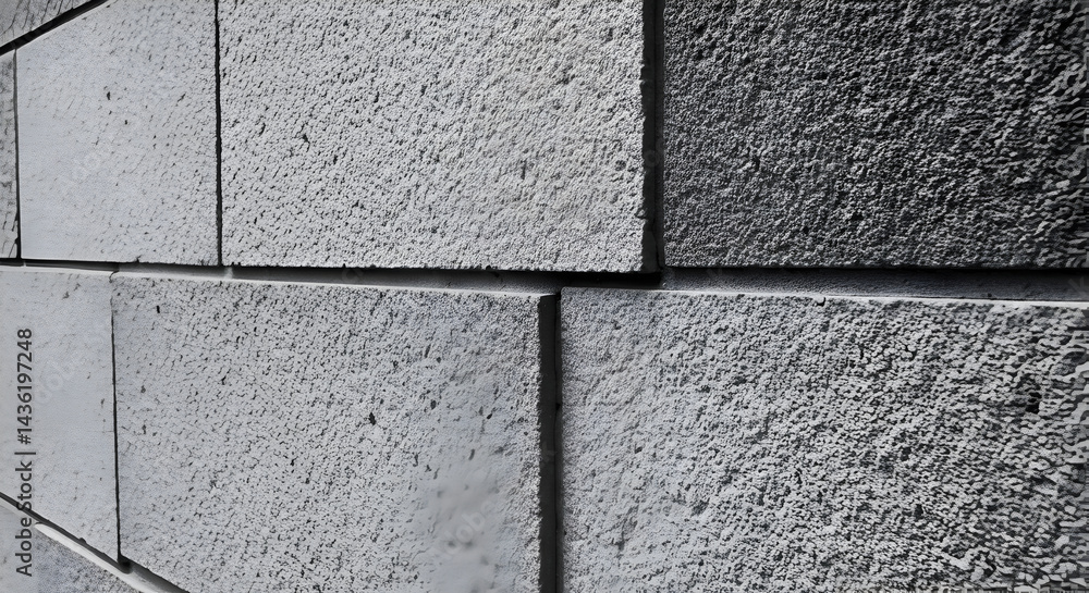 Naklejka premium Gray Concrete Blocks Wall Texture Construction Material Background