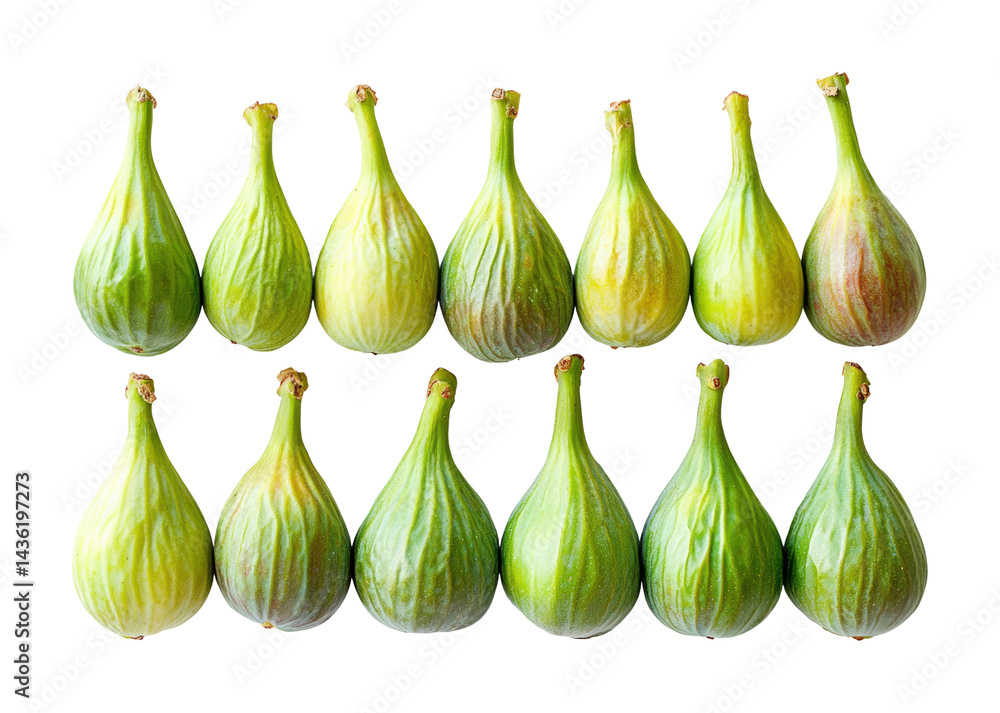 Obraz premium Fresh green figs piled together food natural isolated on transparent background