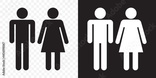 Male and female symbol Silhouette in Vector Illustration. Man and Woman Icon PNG on TRansparent Background. EPS 10.