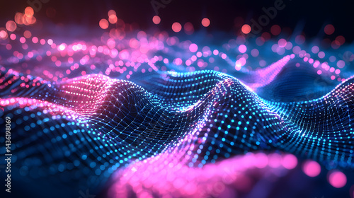 Dynamic wallpaper of quantum computing visuals digital landscape abstract data waves futuristic environment close-up view