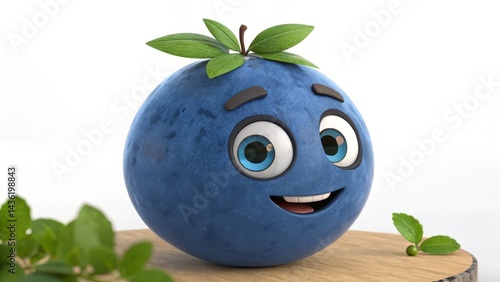 Happy Blueberry 3D Render C...