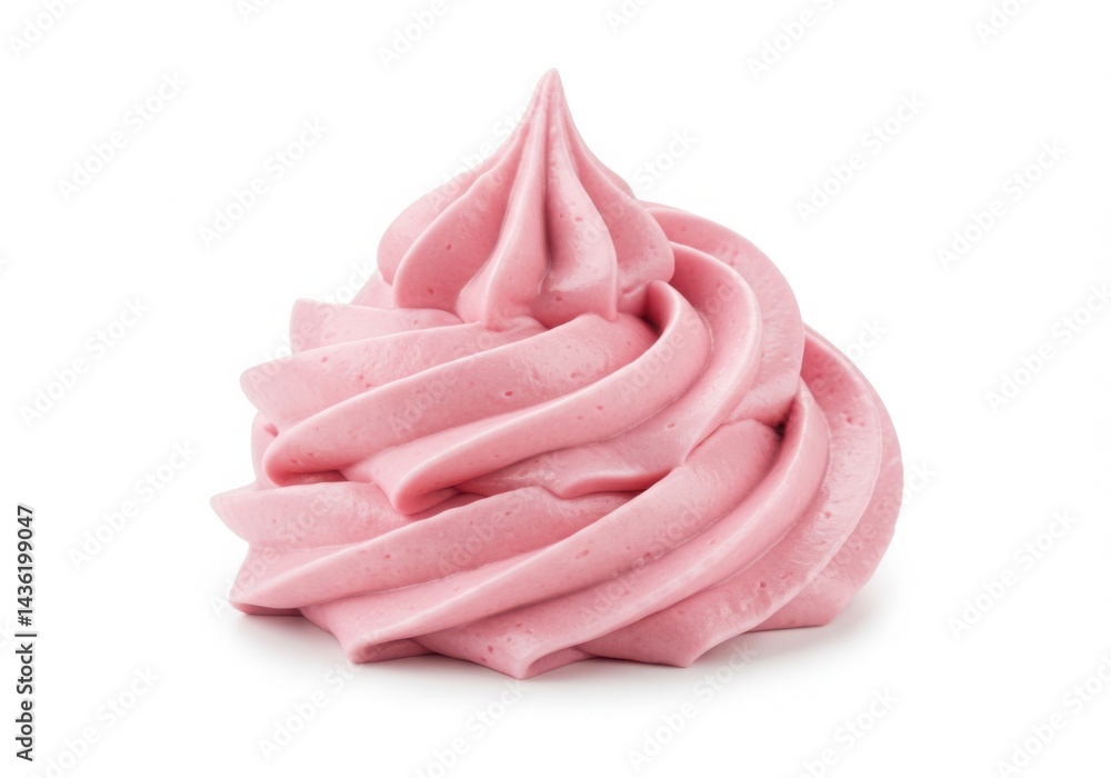 Pink frosting swirl dessert isolated on white background Pink frosting swirl dessert isolated on white background