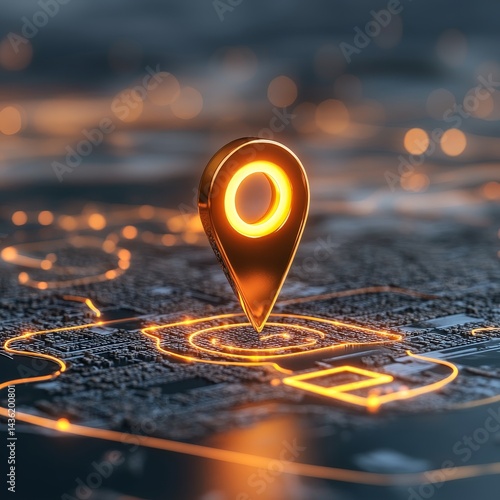 Wallpaper Mural Digital Map with Location Pin, Geolocation Technology and Navigation in Modern Cities Torontodigital.ca