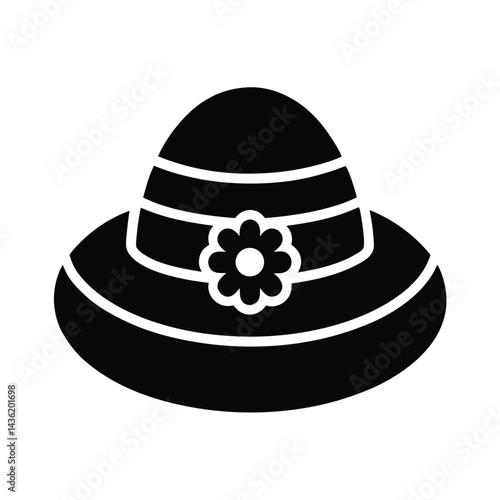 Easter Bonnet Stencil Icon Vector Illustration