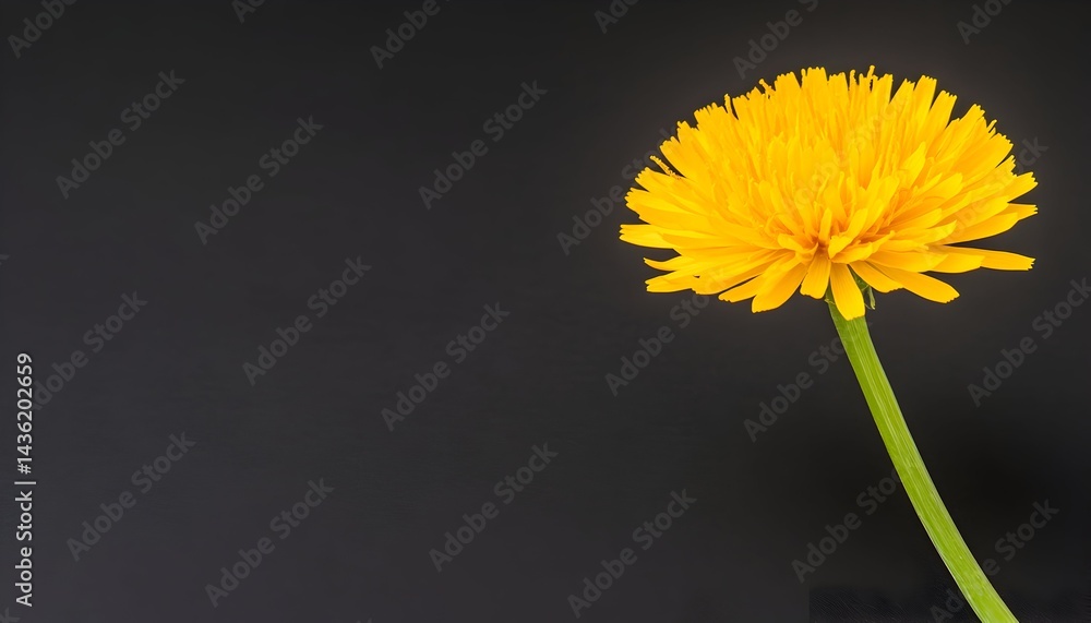 Vibrant yellow flower with slender stem against a dark background