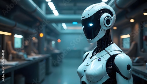 Wallpaper Mural blue screen robot cyborg Torontodigital.ca