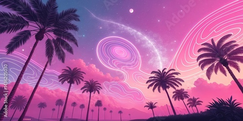 Neon Palm Paradise Cosmic S...