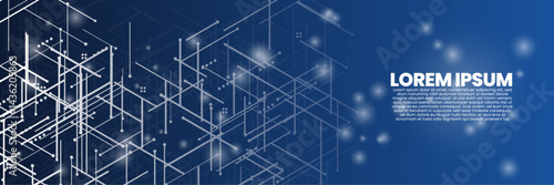 Bright digital network on a vibrant gradient background. tech lines