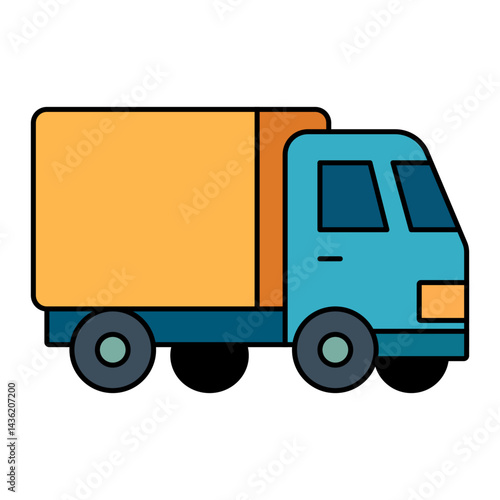 Illustration of a colorful bright truck on a white background