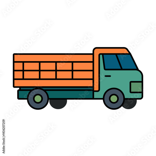 Illustration of a colorful bright truck on a white background