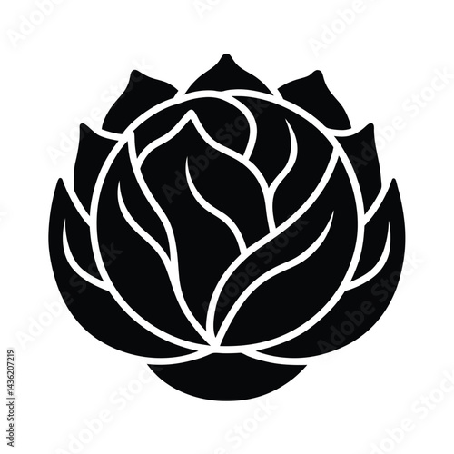Cabbage Stencil Icon Vector Illustration