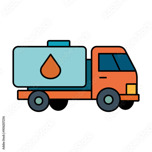 Illustration of a colorful bright truck on a white background