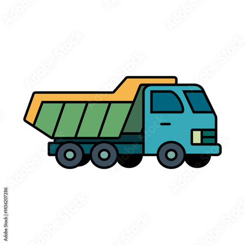 Illustration of a colorful bright truck on a white background