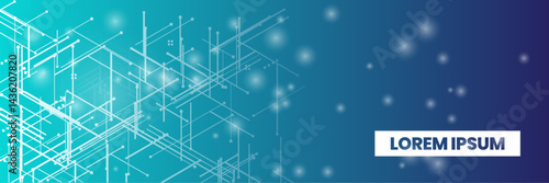 Bright digital network on a vibrant gradient background. tech lines