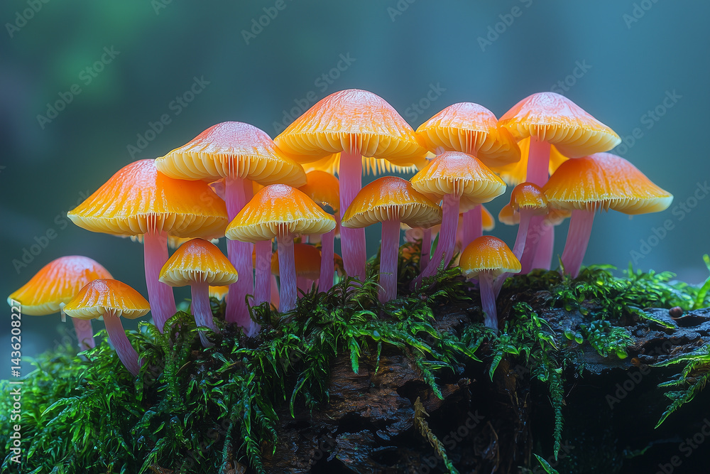 Fototapeta premium colorful mushrooms grow in the jungle