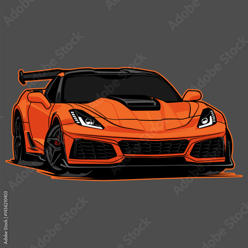 A fast red and orange sports car vector design embodies automotive speed and luxury