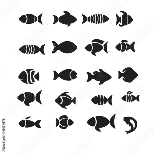 fish icons set