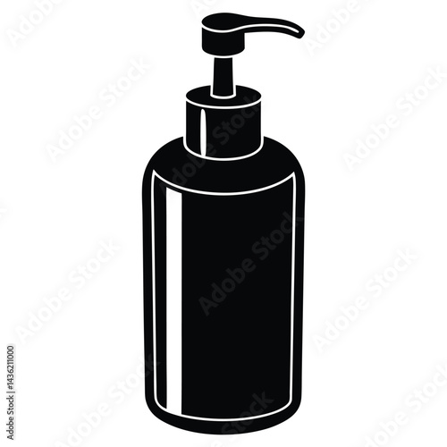 set of black plastic bottles isolated