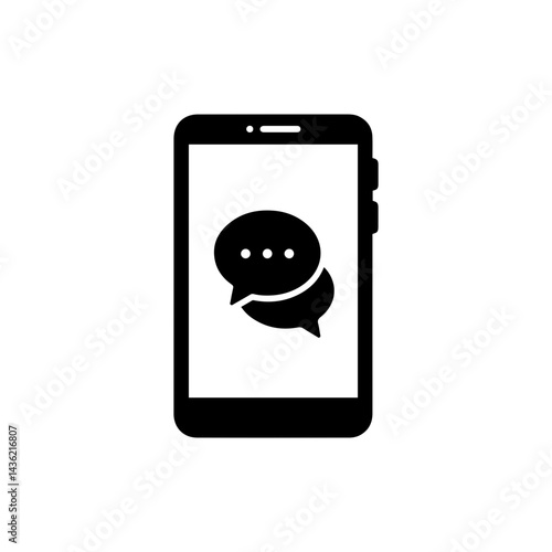 Black Icon of a Communication App on a Smartphone Screen