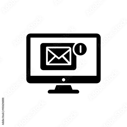 Desktop with Incoming Message Alert Icon