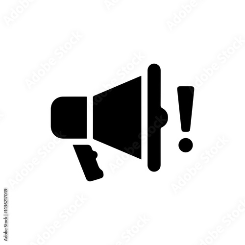 Black Icon of Megaphone with Exclamation Mark