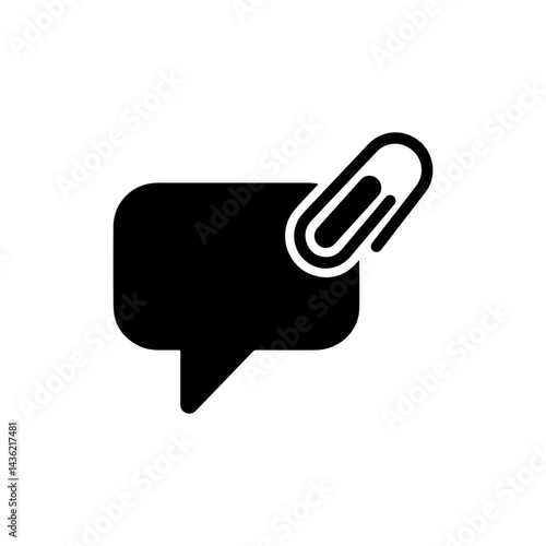 Black Icon of a Text Bubble with a Paperclip