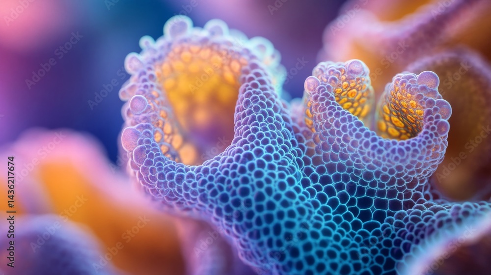 Vibrant Close-Up Reveal of Chloroplast Thylakoids in a Colorful Microscopic World of Life