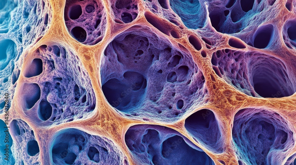 Vibrant Exploration of Microscopic Structures Revealing Intricate Cellular Architecture