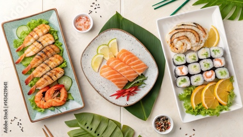 Top View Flatlay of Grilled...