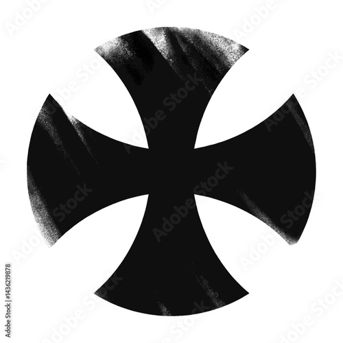 knights Templar cross. Grunge texture. Vector illustration 