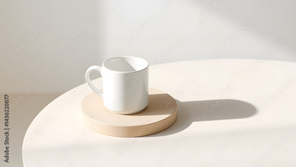 Minimalist White Ceramic Mug Mockup Product Photography Scene Minimalist White Ceramic Mug Mockup Product Photography Scene