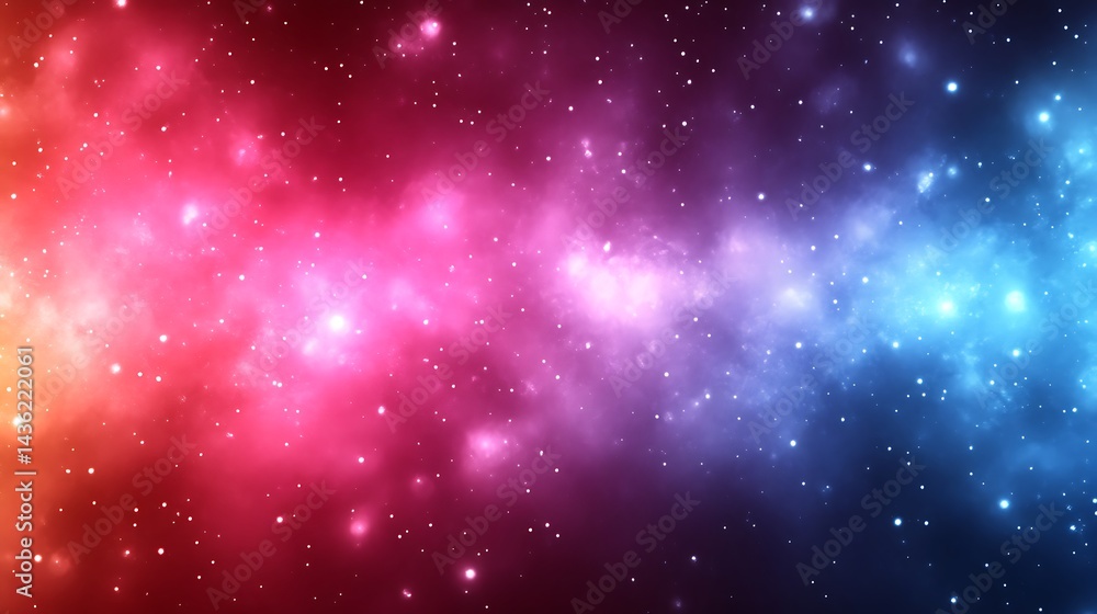 A vibrant nebula displays pink blue cosmic dust and stars A vibrant nebula displays pink blue cosmic dust and stars