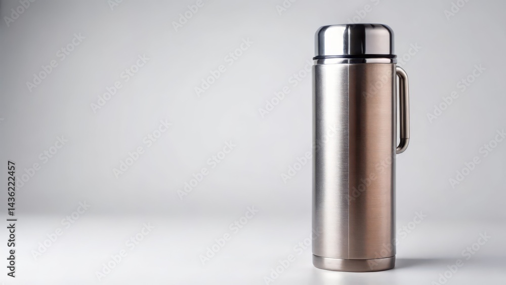 Stainless Steel Vacuum Flask on White Background Stainless Steel Vacuum Flask on White Background