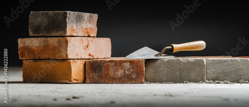 Construction bricks masonry trowel building brickwork structure stone