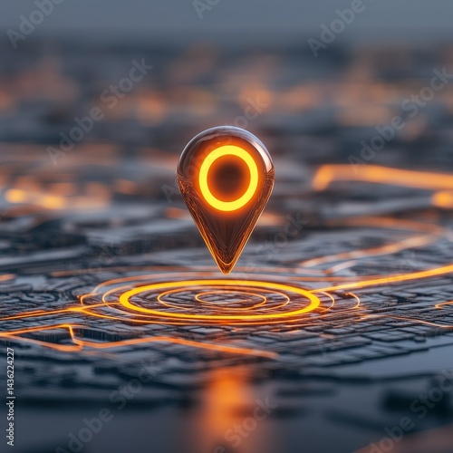 Wallpaper Mural Digital Map with Location Pin, Geolocation Technology and Navigation in Modern Cities Torontodigital.ca