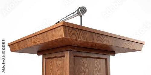 Wallpaper Mural Wooden Podium with Microphone 3D Render, High-Angle View, Public Speaking Concept, Podium, Microphone, 3D rendering Public Speaking, Presentation Torontodigital.ca