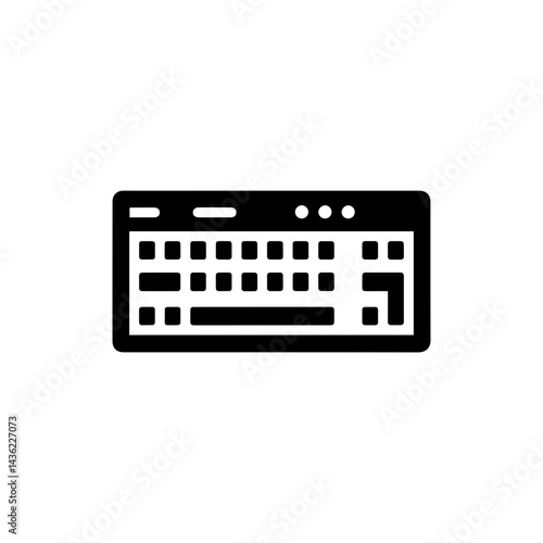 Black Filled Icon of a Keyboard with Keys and Minimal Details