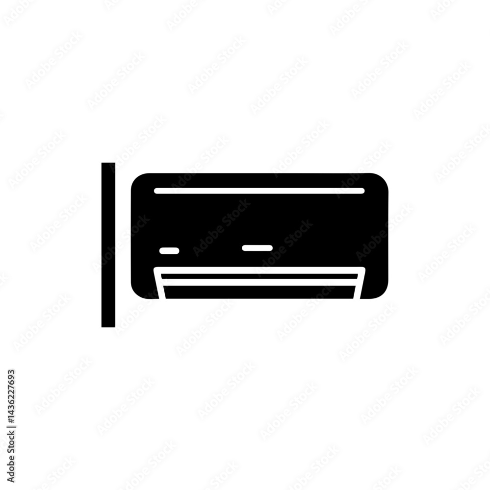 Icon of a Wall-Mounted Air Conditioner with Simple Lines Icon of a Wall-Mounted Air Conditioner with Simple Lines