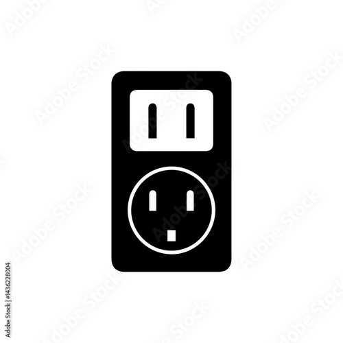Monochrome Icon of a Wall Plug Adapter with Pins