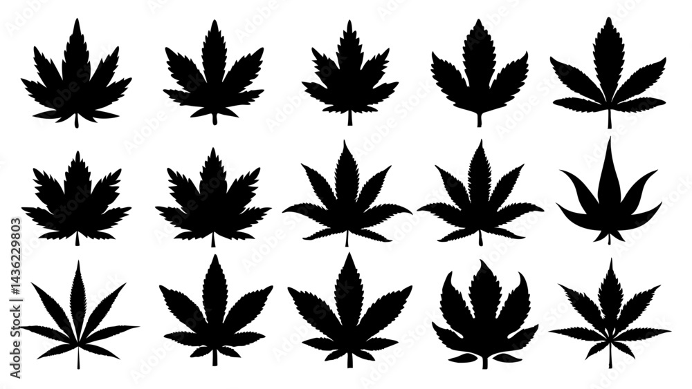 Fototapeta premium set of cannabis silhouette vector