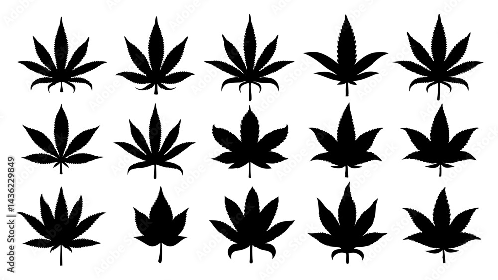 set of cannabis silhouette vector set of cannabis silhouette vector