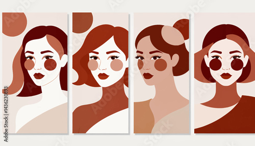 Abstract_Feminine_Portraits_Boho_Wall_Art_Print_Set_Minimalist_Woman_Illustrations_in_Earth_Tones_Modern_Girl_Power_Artwork_For_Home_Decor
