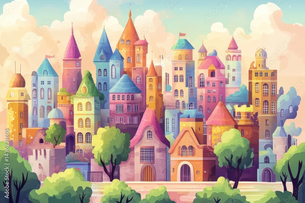 Fototapeta premium imaginary cartoon city