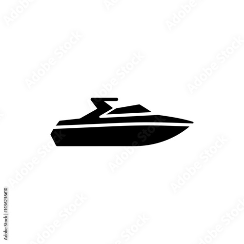 Speedboat Icon with Sharp Hull and Sleek Design