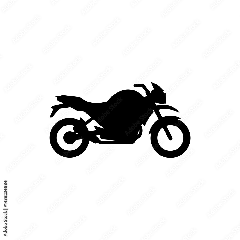 Fototapeta premium Minimalistic Solid Black Motorcycle with Two Wheels and Handlebars Designed for Speed