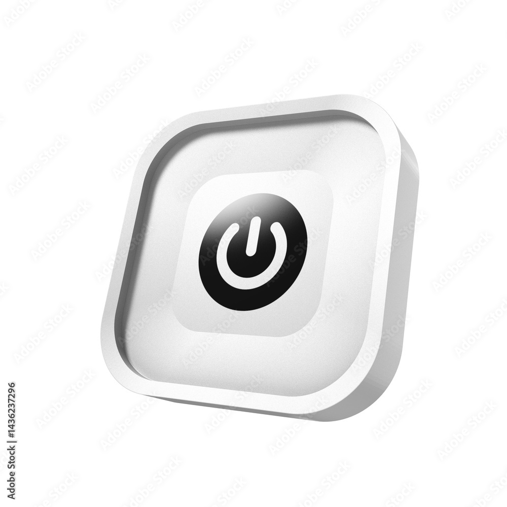 Power button icon glossy square button Power button icon glossy square button