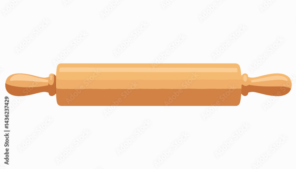 Classic wooden rolling pin on white background, baking concept Classic wooden rolling pin on white background, baking concept