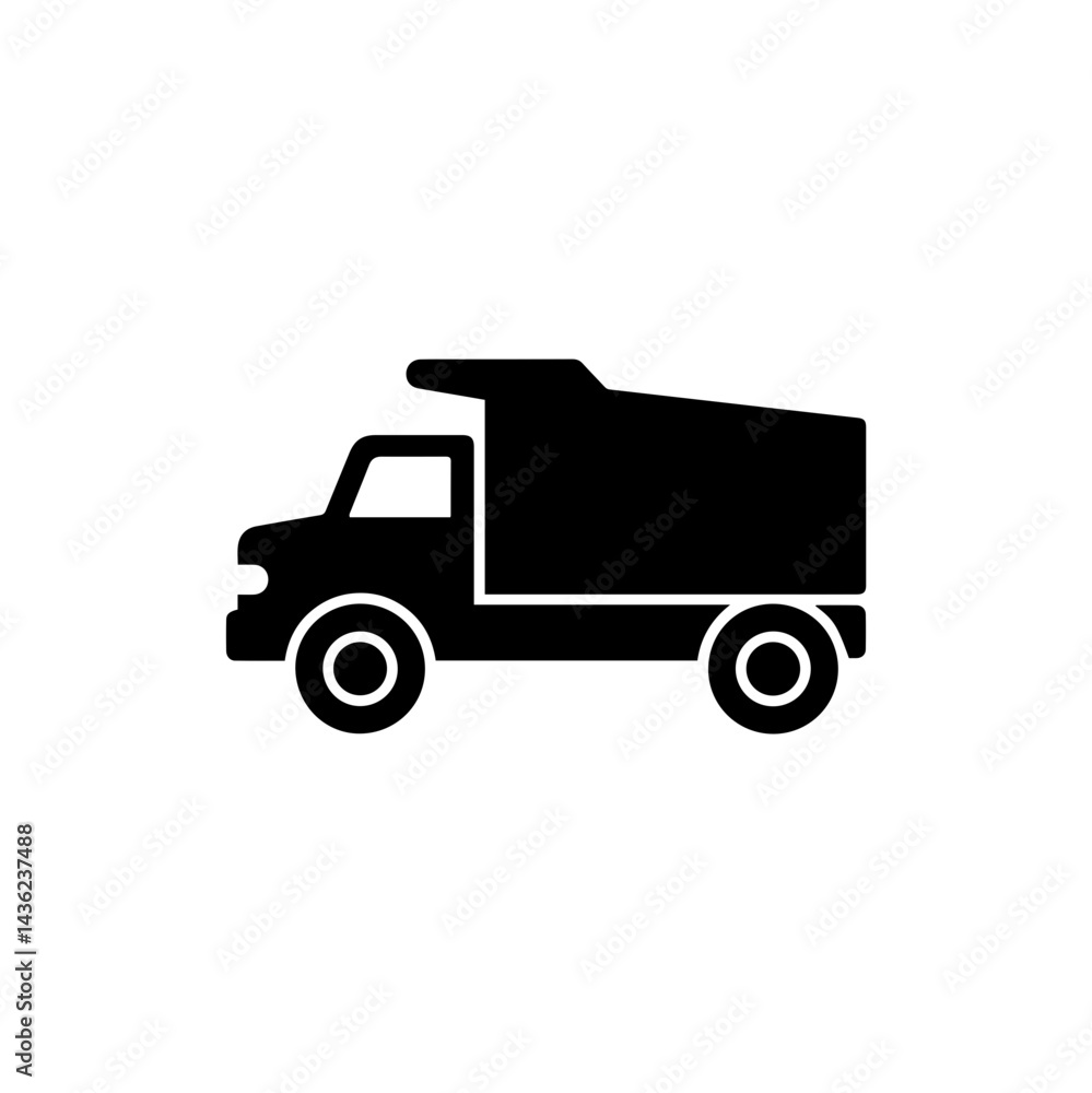Solid Black Truck Icon with Large Tires and an Industrial Feel Solid Black Truck Icon with Large Tires and an Industrial Feel